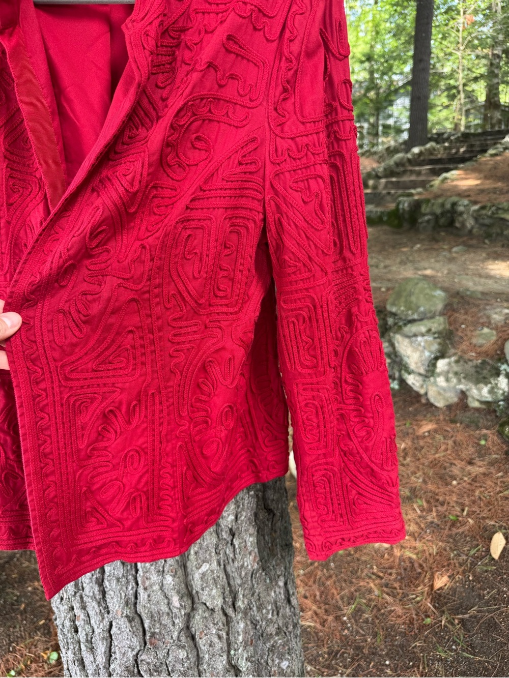 Chico's Red Ribbon Textured Jacket M/L - Picture 6 of 14